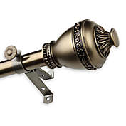 Rod Desyne Amelie 28 to 48-Inch Single Drapery Rod with Finials in Antique Brass