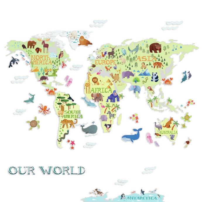 Roommates Kids World Map Peel And Stick Wall Decals Bed Bath Beyond