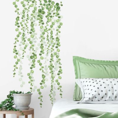 Roommates&reg; String of Pearls Vine Wall Decal in Green