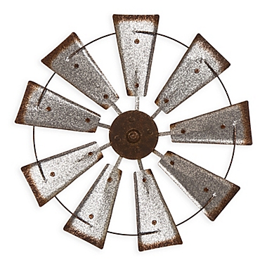 Glitzhome 22-Inch Wind Spinner Metal Wall Art in Metallic Silver. View a larger version of this product image.