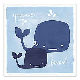 Designs Direct "You Are So Loved" Whale Family 16-Inch x 16-Inch Wall Art in Blue