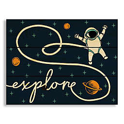 Designs Direct "Explore Astronaut" 14-Inch x 11-Inch Multicolor Wood Wall Art
