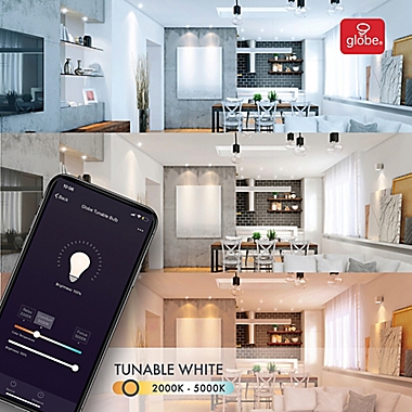 Globe Electric Smart Wi-Fi 3-Pack 60-Watt Equivalent A19 Tunable LED Light Bulb in White. View a larger version of this product image.