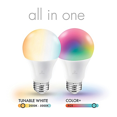 Globe Electric Smart Wi-Fi 3-Pack 60-Watt Equivalent A19 Color Changing Tunable LED Bulb in White. View a larger version of this product image.