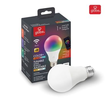 Globe Electric Smart Wi-Fi 60-Watt Equivalent A19 Color Changing Tunable LED Bulb in White. View a larger version of this product image.