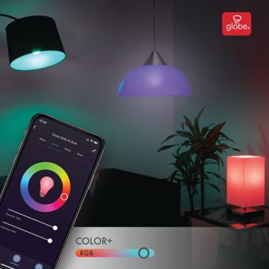 Globe Electric Smart Wi-Fi 60-Watt Equivalent A19 Color Changing Tunable LED Bulb in White. View a larger version of this product image.