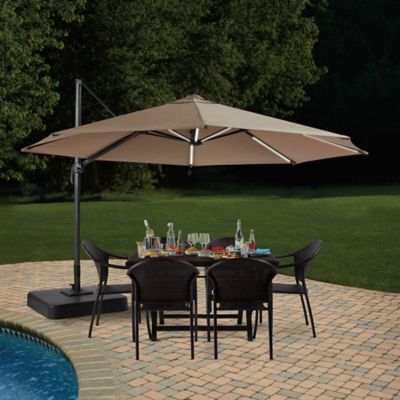 11 Foot Round Solar Cantilever Umbrella Bed Bath Beyond