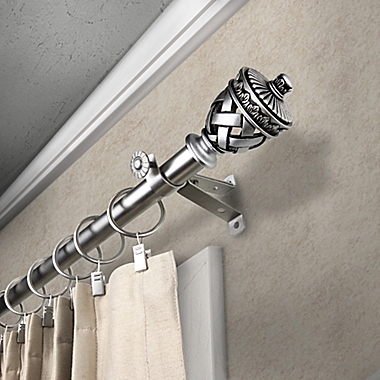 Rod Desyne Arielle 66 to 120-Inch Drapery Rod with Urn Finials in Satin Nickel. View a larger version of this product image.