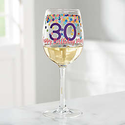 Confetti Cheers Personalized Birthday White Wine Glass
