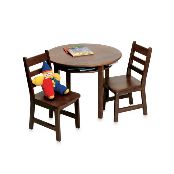 Lipper International Child S Round Table 2 Chairs Set In Walnut