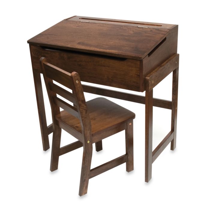 Lipper International Slanted Top Desk & Chair - Walnut ...