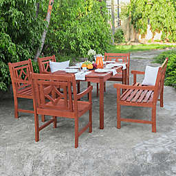 Vifah Malibu 6-Piece Outdoor Dining Set with Bench in Cherry
