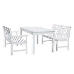 Vifah Bradley 3-Piece Outdoor Dining Set in White