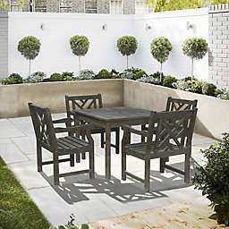 Vifah Renaissance 5-Piece Outdoor Dining Set with Stacking Chairs in Vista Grey