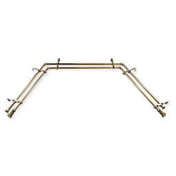 Rod Desyne Fort 38 to 72-Inch 3-Sided Double Bay Window Drapery Rod with Finials in Antique Brass