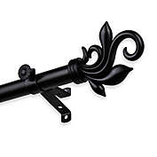 Rod Desyne Delilah 28 to 48-Inch Single Drapery Rod with Finials in Black