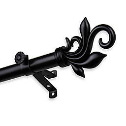 Rod Desyne Delilah 48 to 84-Inch Single Drapery Rod with Finials in Black