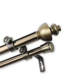 Rod Desyne Dynasty 28 to 48-Inch Double Drapery Rod Set in Antique Brass