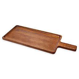 25 inch Charcuterie Platter Cheese Board with Metal Handles Godinger Wood Serving Tray 