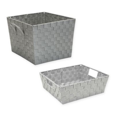 Simplify Woven Storage Bin Bed Bath, Grey Woven Storage Box With Lid