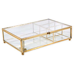 Home Details Vintage Large 4-Section Glass Keepsake and Jewelry Box in Gold