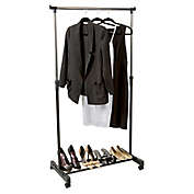 Simplify Adjustable-Height Rolling Garment Rack in Black