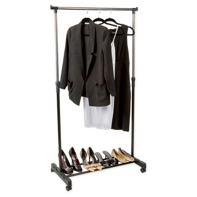 Simplify Adjustable Height Rolling Garment Rack In Black Bed Bath Beyond