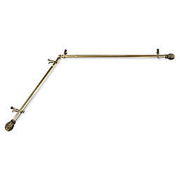 Rod Desyne Forest 28 to 48-Inch Single Corner Drapery Rod with Finials in Antique Brass