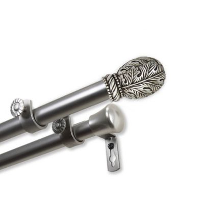 SILVER metal BRUSHED NICKEL Black Wood FINIALS for curtain ROD draperies F401 