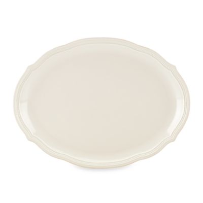 Lenox&reg; French Perle Bead 16-Inch Oval Platter in White