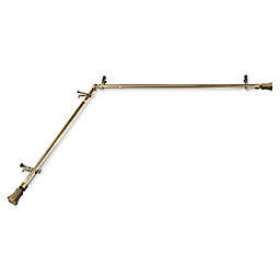 Rod Desyne Fort 28 to 48-Inch Single Corner Window Drapery Rod with Finials in Antique Brass