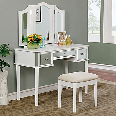 Furniture of America Joanie 3-Piece Vanity Set in White. View a larger version of this product image.