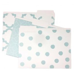 Printed File Folders in Teal (Set of 9)