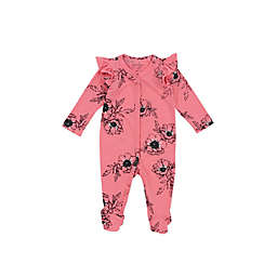 Jessica Simpson Floral Ruffle Footed Coverall in Pink