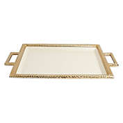 Julia Knight&reg; Florentine Gold 23-Inch Beveled Tray with Handles in Snow
