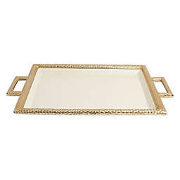 Julia Knight® Florentine Gold 23-Inch Beveled Tray with Handles in Snow