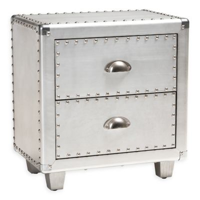 Baxton Studio Tolly Nightstand In, Black And Silver Dresser Nightstand