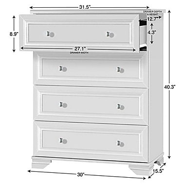 Belle Isle South Lake 4-Drawer Dresser in White. View a larger version of this product image.