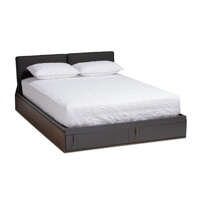 Baxton Studio Charis Queen Storage Platform Bed In Grey Walnut Bed Bath Beyond