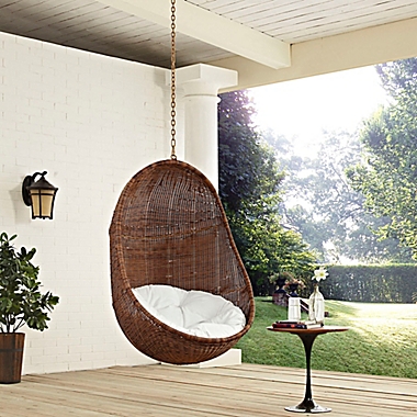 Modway Landscape Outdoor Bean Swing Chair in Coffee/White. View a larger version of this product image.
