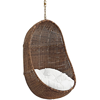 Modway Landscape Outdoor Bean Swing Chair in Coffee/White. View a larger version of this product image.
