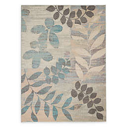 Nourison™ Tranquil Leaves 6' x 9' Area Rug in Ivory/Light Blue