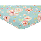 Alternate image 0 for Sweet Jojo Designs Watercolor Floral Mini Fitted Crib Sheet in Turquoise