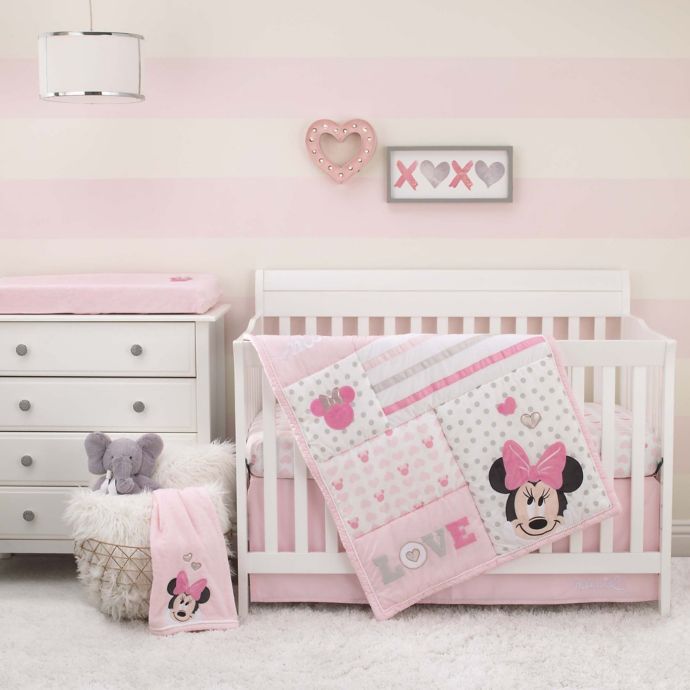 Disney Love To Love Minnie Mouse 3 Piece Crib Bedding Set