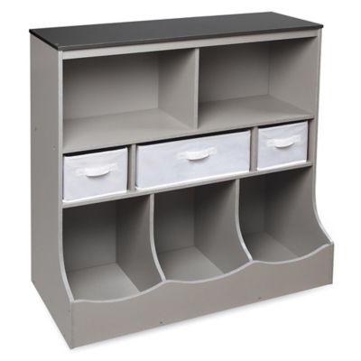badger basket combo bin storage unit with 3 baskets gray