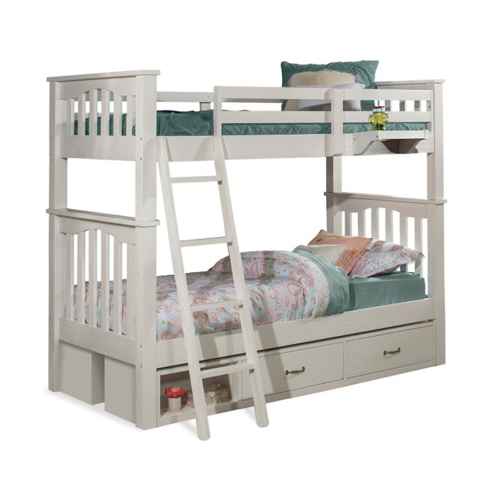 Hillsdale Highlands Harper Twin Bunk Bed With Hanging Nightstand In White Bed Bath Beyond