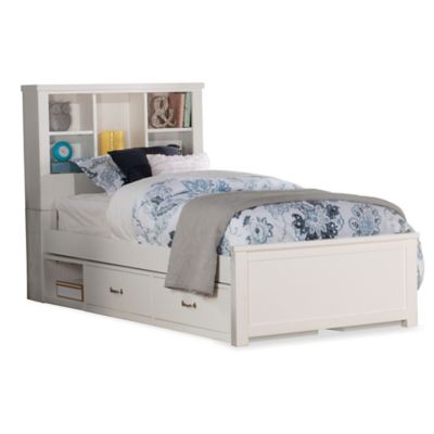 Hilale Furniture Baby, Caspian White Twin Bookcase Bed With Storage