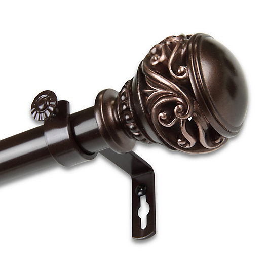 Alternate image 1 for Rod Desyne Isabella 160 to 240-Inch Single Window Drapery Rod with Finials in Bronze