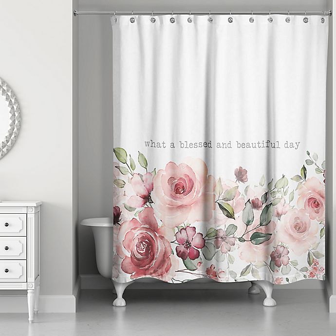 Designs Direct Beautiful Day Shower Curtain in Pink Bed Designs Direct Beautiful Day Shower Curtain in Pink Bed