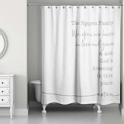 Designs Direct We Ask God's Blessing Shower Curtain in Grey